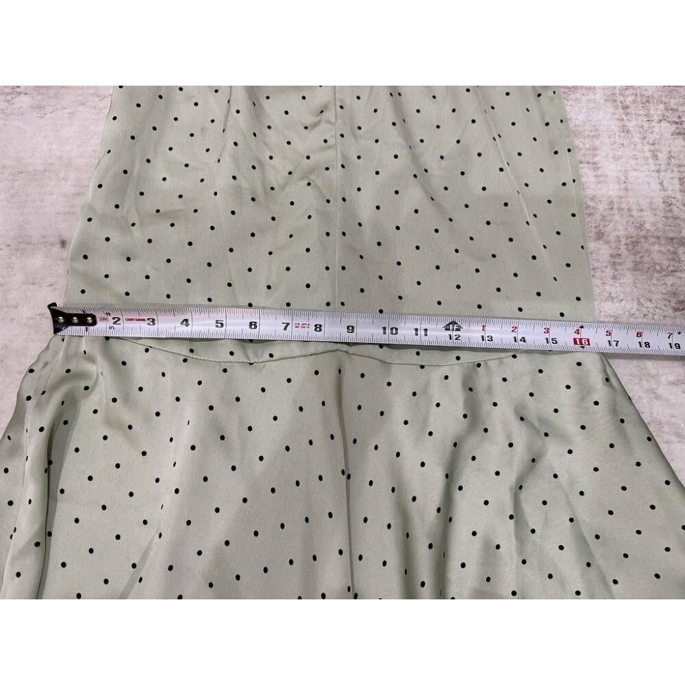 Vita Grace Martina Polka Dot Cascade Skirt Matcha Green Satin Asymmetric S - Picture 9 of 10